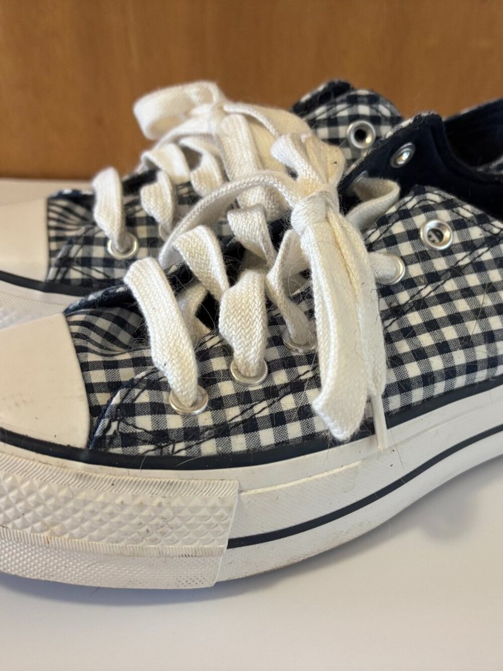 Converse Chuck Taylor All Star Lift Platform Sz 8 Gingham in Obsidian/White